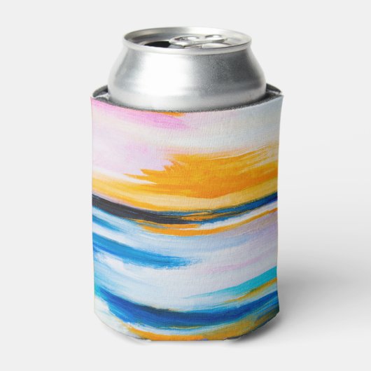 Abstracte olietextuur, het schilderen van het zee  blikjeskoeler (Blikje Voorkant)