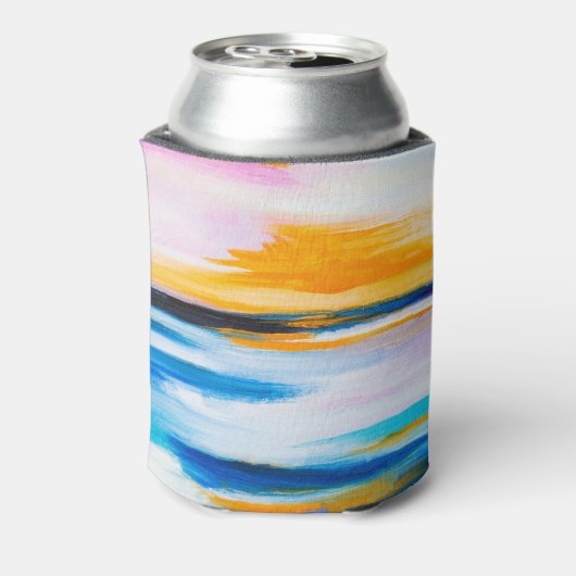 Abstracte olietextuur, het schilderen van het zee  blikjeskoeler (Blikje Achterkant)