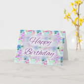 Abstracte olieverf 1 Happy Birthday Kaart Design (Gele Bloem)