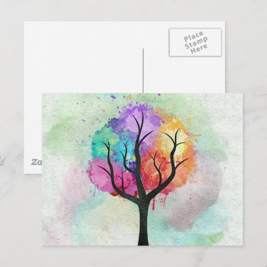 abstracte olieverf met een fraaie boomkleuring briefkaart (Voorkant / Achterkant)