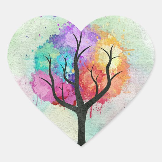 abstracte olieverf met een fraaie boomkleuring hart sticker (Voorkant)