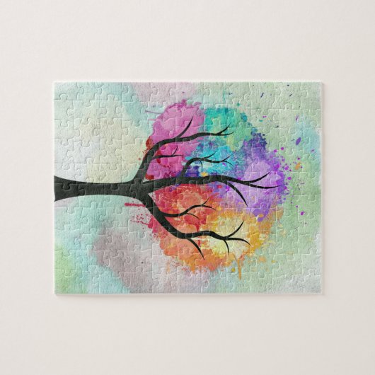 abstracte olieverf met een fraaie boomkleuring legpuzzel (Horizontaal)