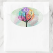 abstracte olieverf met een fraaie boomkleuring ovale sticker (Tas)