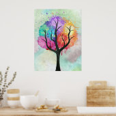 abstracte olieverf met een fraaie boomkleuring poster (Keuken)