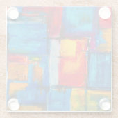 Abstracte olieverf met kleurrijke fijne kunst glazen onderzetter (Achterkant)