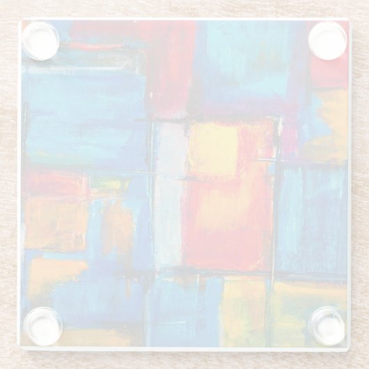 Abstracte olieverf met kleurrijke fijne kunst glazen onderzetter (Achterkant)