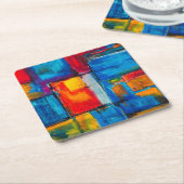 Abstracte olieverf met kleurrijke fijne kunst kartonnen onderzetters (Schuin)