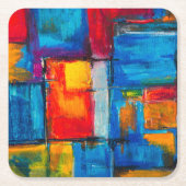 Abstracte olieverf met kleurrijke fijne kunst kartonnen onderzetters (Voorkant)