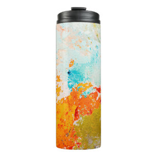 abstracte olieverf op canvas, achtergrond thermosbeker