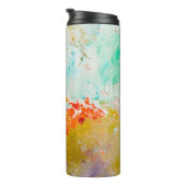 abstracte olieverf op canvas, achtergrond thermosbeker (Geroteerd rechts)