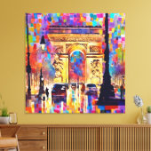 Abstracte olieverf stijl Parijs Arc Frankrijk  Canvas Afdruk (Insitu (Woonkamer))
