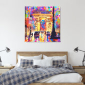 Abstracte olieverf stijl Parijs Arc Frankrijk  Canvas Afdruk (Insitu (Slaapkamer))