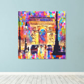 Abstracte olieverf stijl Parijs Arc Frankrijk  Canvas Afdruk (Insitu (Houten vloer))