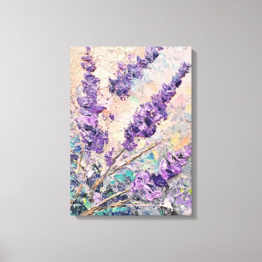 Abstracte olieverfschilderende lavendelbloemen canvas afdruk (Voorkant)
