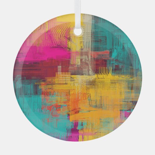 Abstracte olieverfschilderij, expressieve achtergr glas ornament (Voorkant)