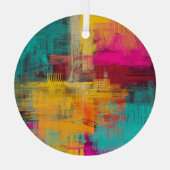 Abstracte olieverfschilderij, expressieve achtergr glas ornament (Achterkant)