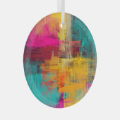 Abstracte olieverfschilderij, expressieve achtergr glas ornament (Voorkant Rechts)