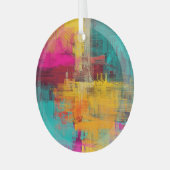 Abstracte olieverfschilderij, expressieve achtergr glas ornament (Voorkant links)