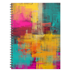 Abstracte olieverfschilderij, expressieve achtergr notitieboek