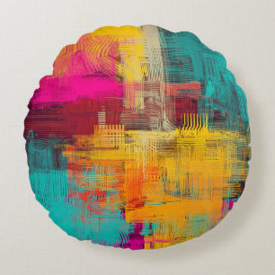 Abstracte olieverfschilderij, expressieve achtergr rond kussen