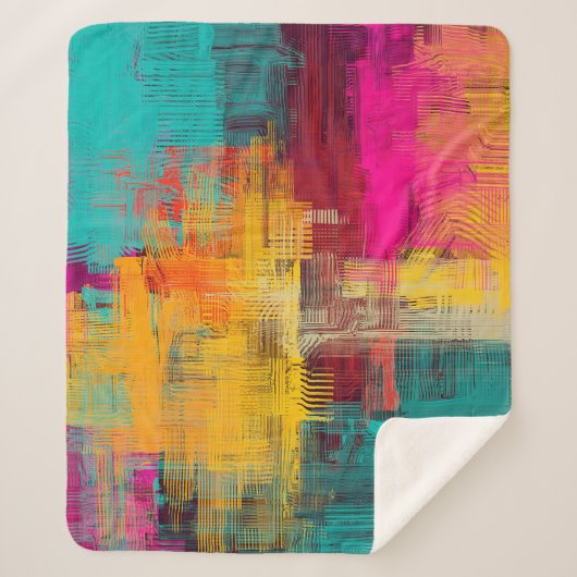 Abstracte olieverfschilderij, expressieve achtergr sherpa deken (Voorkant)