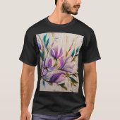 Abstracte olieverftechniek bloemen bladeren t-shirt (Voorkant)
