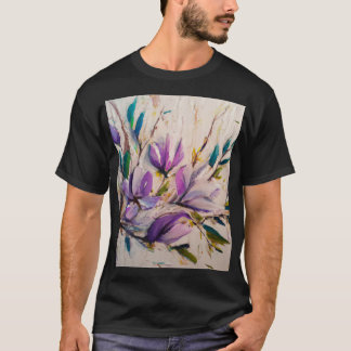 Abstracte olieverftechniek bloemen bladeren t-shirt