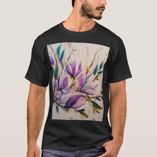 Abstracte olieverftechniek bloemen bladeren t-shirt (Voorkant)