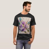 Abstracte olieverftechniek bloemen bladeren t-shirt (Voorkant volledig)