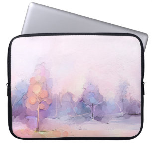 Abstracte olieverschildering van winterbos. Sem Laptop Sleeve