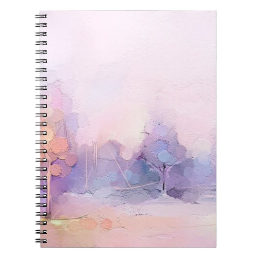 Abstracte olieverschildering van winterbos. Sem Notitieboek (Voorkant)