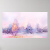 Abstracte olieverschildering van winterbos. Sem Poster (Voorkant)