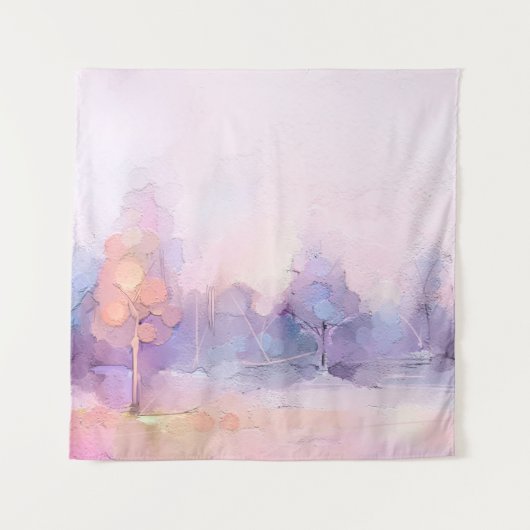 Abstracte olieverschildering van winterbos. Sem Wandkleed (Voorkant)