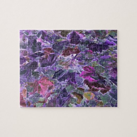 Abstracte olievlekken Roze Paarse bladeren Legpuzzel (Horizontaal)