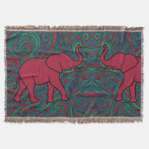 Abstracte Olifant Jewel Lijn Kunst Dekens Deken