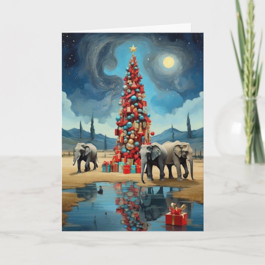 Abstracte Olifant Kerst Kaart | Moderne vakantie (Voorkant)