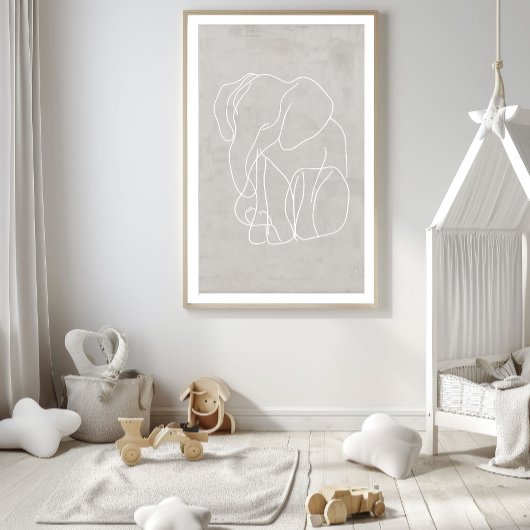 Abstracte Olifant Lijnkunst Poster