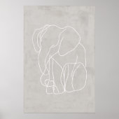 Abstracte Olifant Lijnkunst Poster (Voorkant)