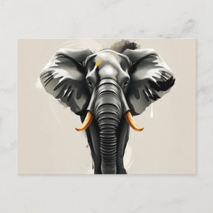 Abstracte olifant met gouden slagtanden in neutral briefkaart