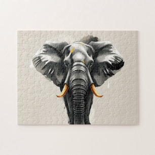 Abstracte olifant met gouden slagtanden in neutral legpuzzel