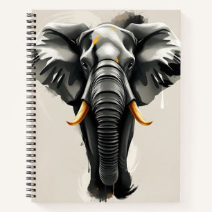 Abstracte olifant met gouden slagtanden in neutral notitieboek
