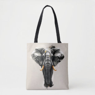 Abstracte olifant met gouden slagtanden in neutral tote bag