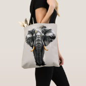 Abstracte olifant met gouden slagtanden in neutral tote bag (Dichtbij)