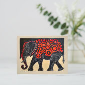 Abstracte olifant met grote rode cirkels feestdagenkaart (Staand voorkant)