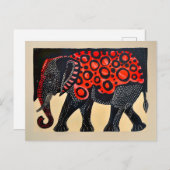 Abstracte olifant met grote rode cirkels feestdagenkaart (Voorkant / Achterkant)