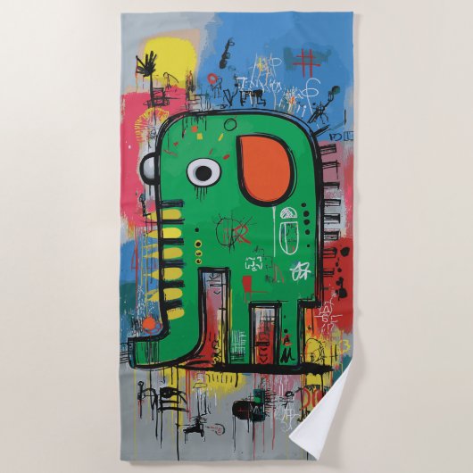 Abstracte Olifant Pop Art Illustratie Strandlaken (Voorkant)