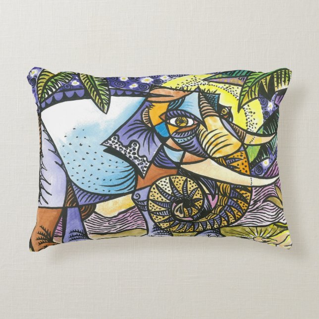 Abstracte olifantenaccentuil accent kussen (Voorkant)