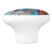 Abstracte olifantencollage - gemengde texturen keramische knop (Zijkant)