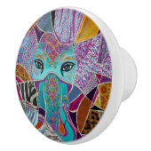 Abstracte olifantencollage - gemengde texturen keramische knop (Rechts)