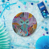 Abstracte olifantencollage - gemengde texturen papieren bordje (Feest)